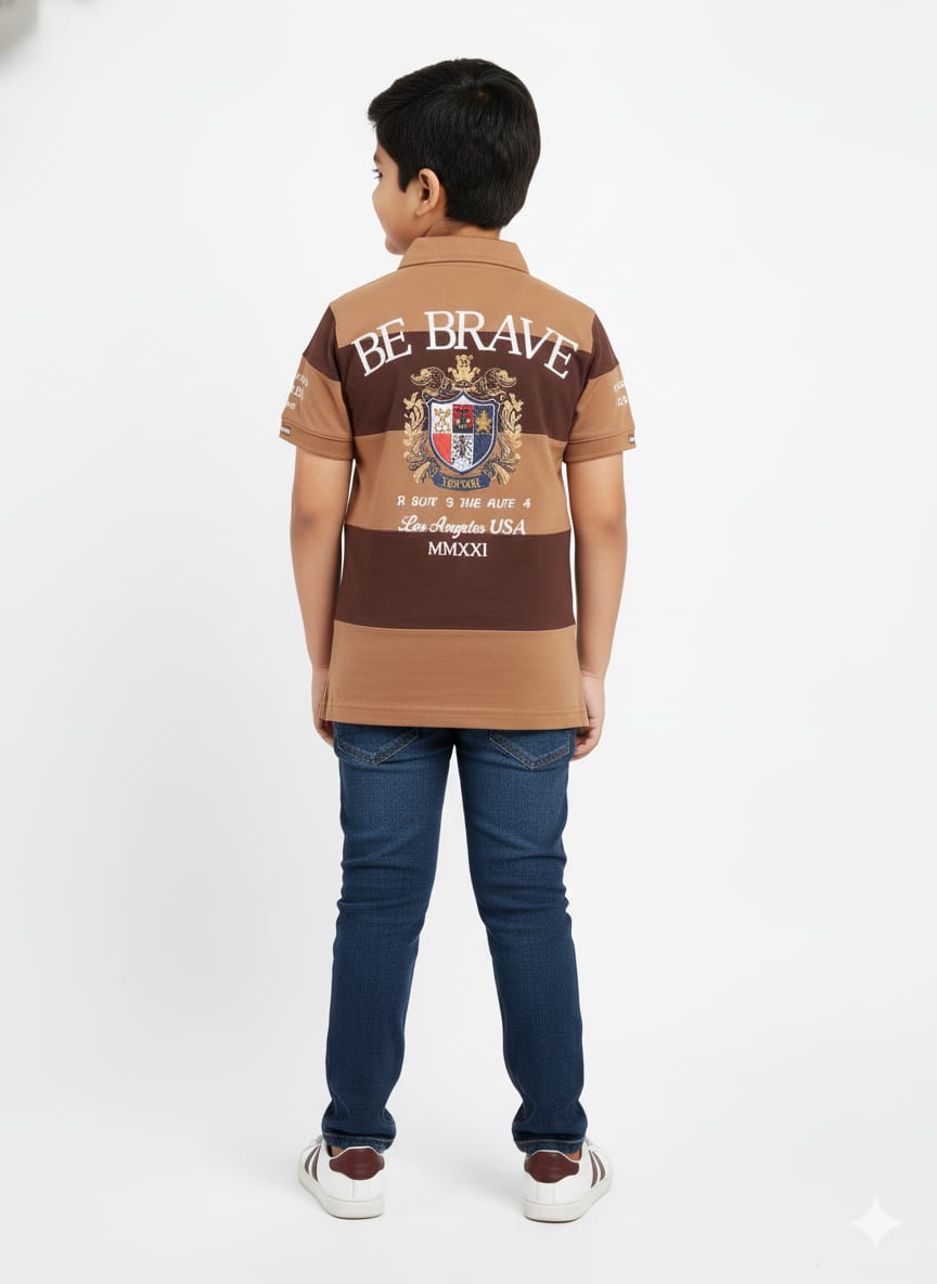 Polo Chocolate Brown Striped T-shirt