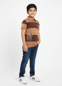 Polo Chocolate Brown Striped T-shirt