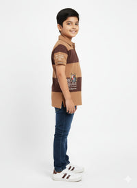 Polo Chocolate Brown Striped T-shirt