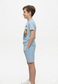 Boys' "Smoothie Squad" Summer Cotton Set – Sky Blue