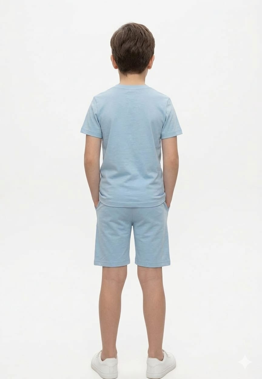 Boys' "Smoothie Squad" Summer Cotton Set – Sky Blue