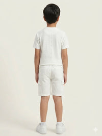 Boys' White Schifli Embroidered Short Set