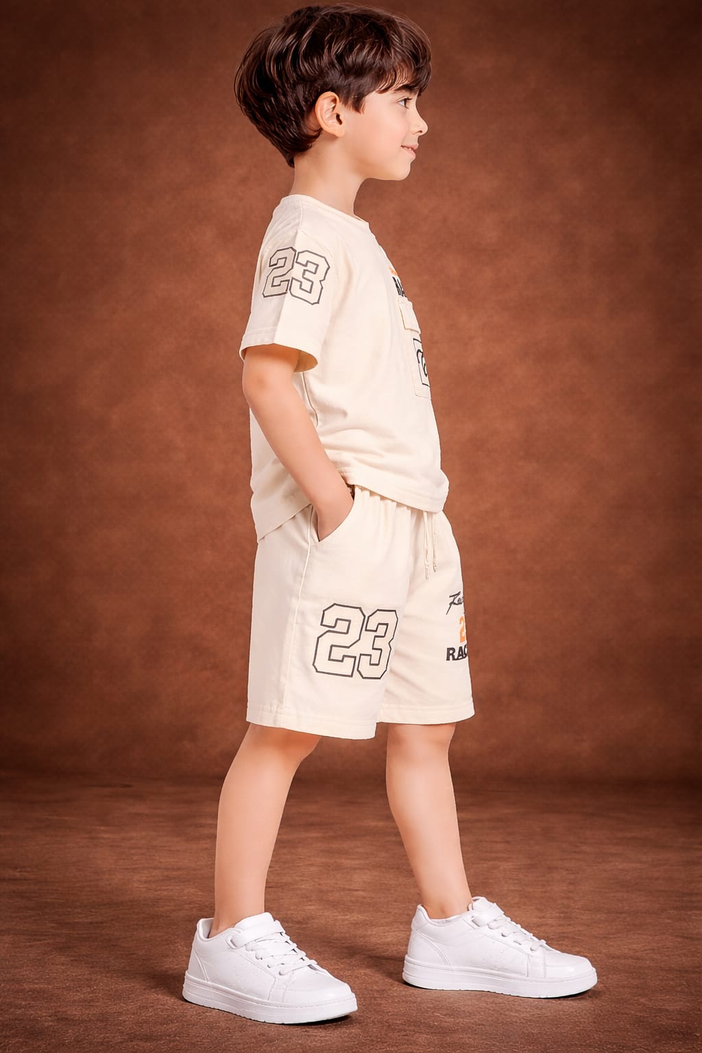 Boys' Racing 23 Urban Cord Set – Cream