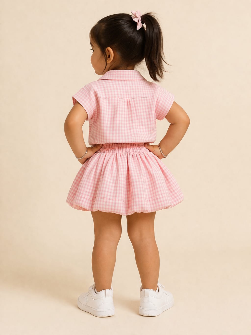 Petite Butterfly Checkered Shirt & Skirt Set