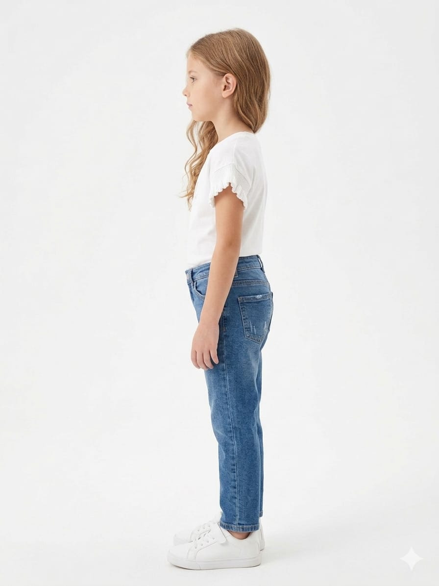 White T-shirt with Floral Applique