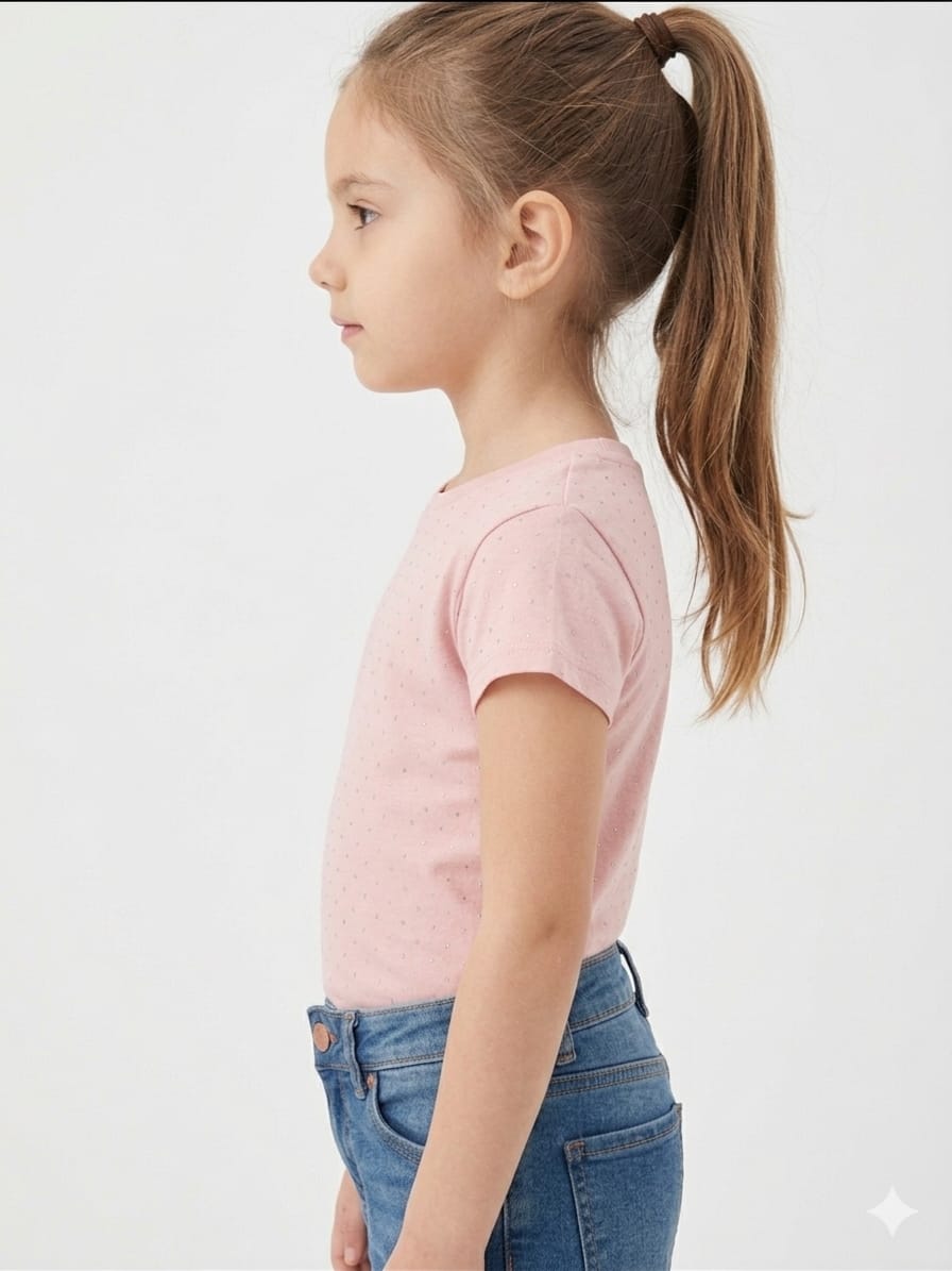 Soft Pink T-shirt with Bow Embellishment