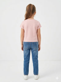 Soft Pink T-shirt with Bow Embellishment