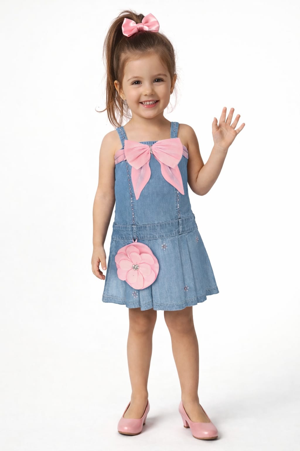 Rosie Denim Pleated Party Dress