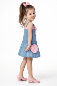 Rosie Denim Pleated Party Dress