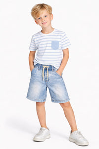 Boys' Light Wash Elastic Waist Denim Shorts