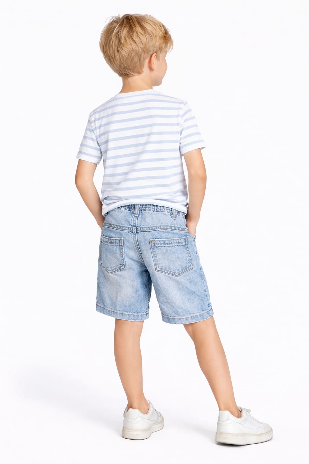 Boys' Light Wash Elastic Waist Denim Shorts
