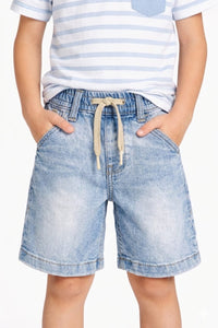 Boys' Light Wash Elastic Waist Denim Shorts