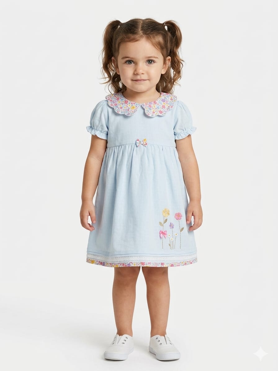 Pure Cotton Breezy Blue Dress