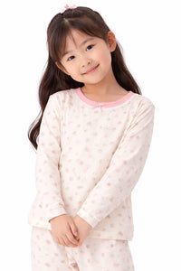 Girls Ultrasoft Cream Floral Night Suit- Pink