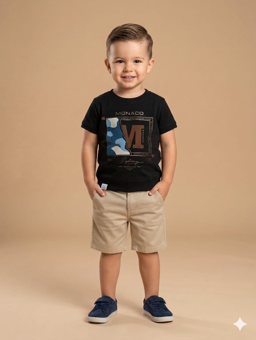 Boys Premium Black Crew Neck T-shirt