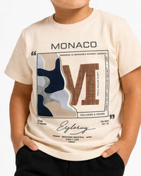 Boys Premium Cream Crew Neck T-shirt