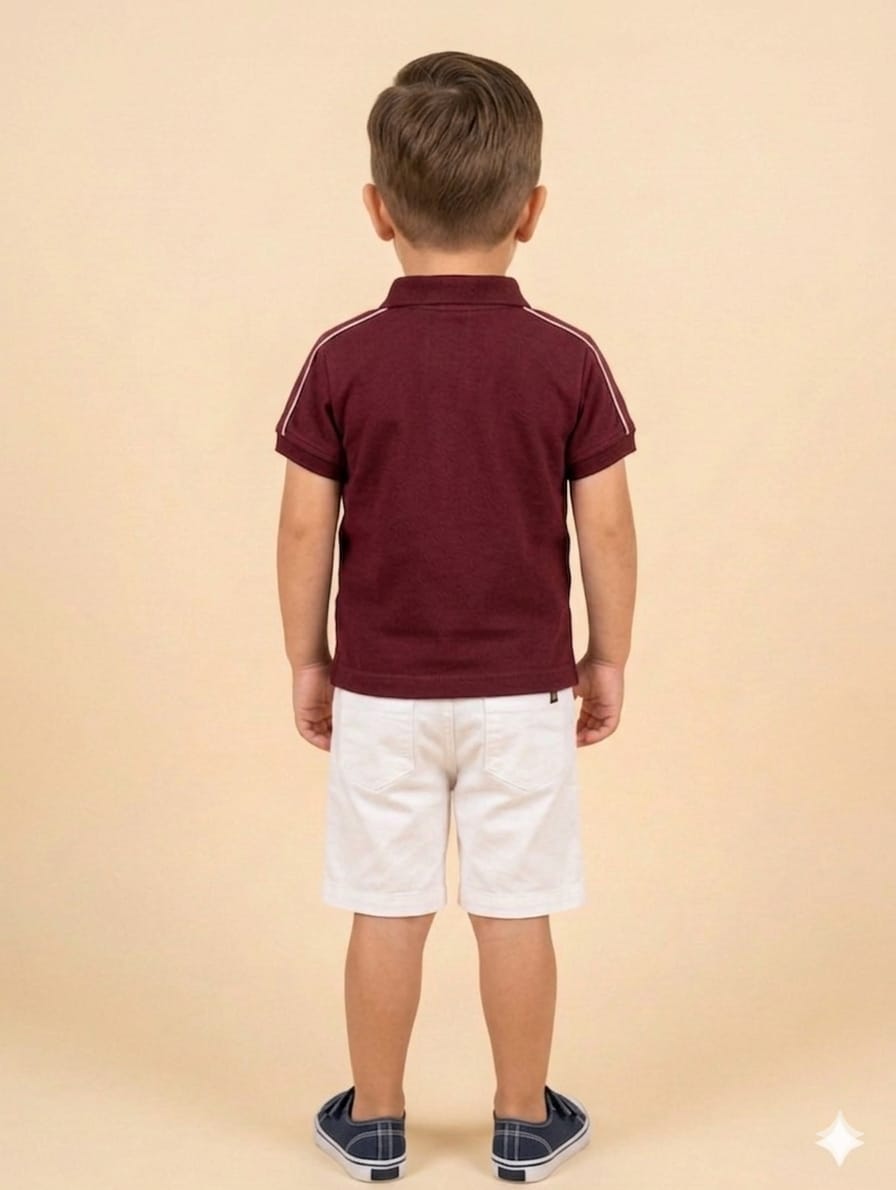 Boys Premium Wine Polo Neck T-shirt
