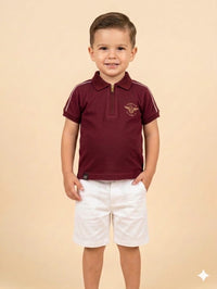 Boys Premium Wine Polo Neck T-shirt