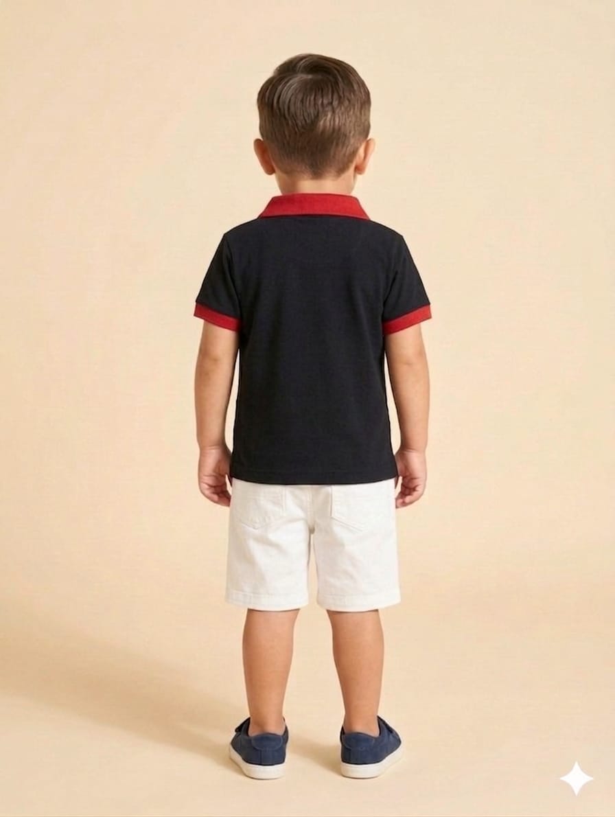 Boys Premium Navy Polo Neck T-shirt