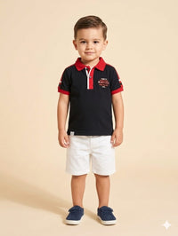 Boys Premium Navy Polo Neck T-shirt