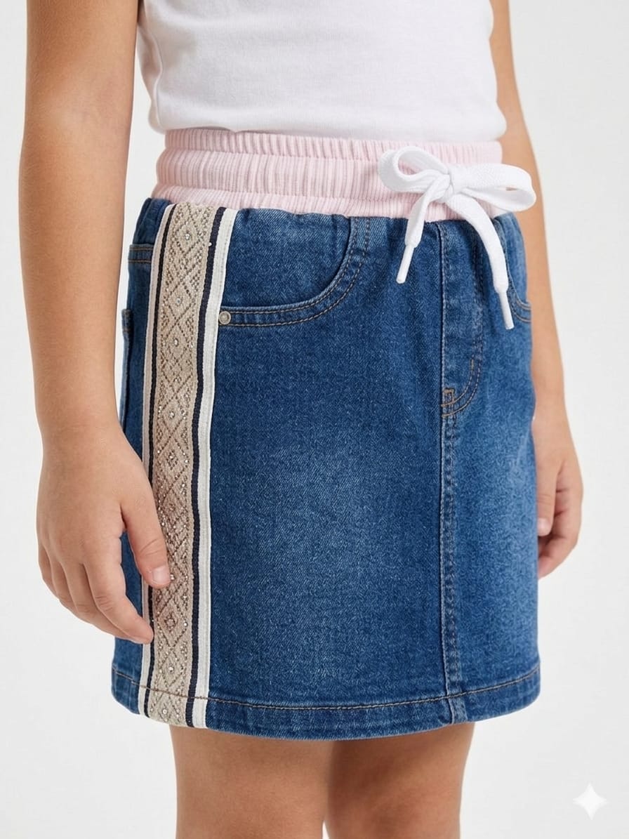 Dark Denim Elastic Skirt
