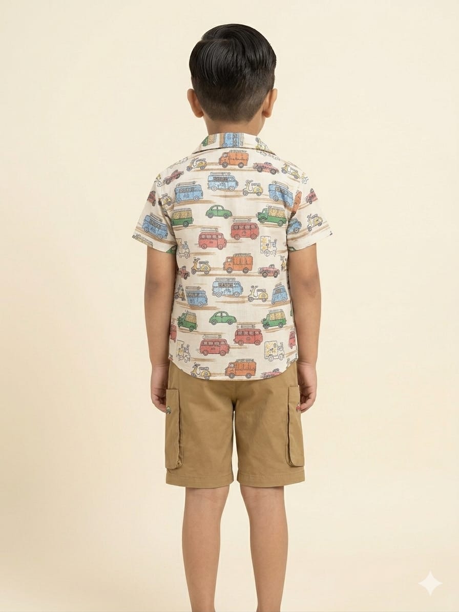 Infant Shirt with Tan Twill Shorts Co-ord Set