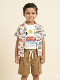 Infant Shirt with Tan Twill Shorts Co-ord Set