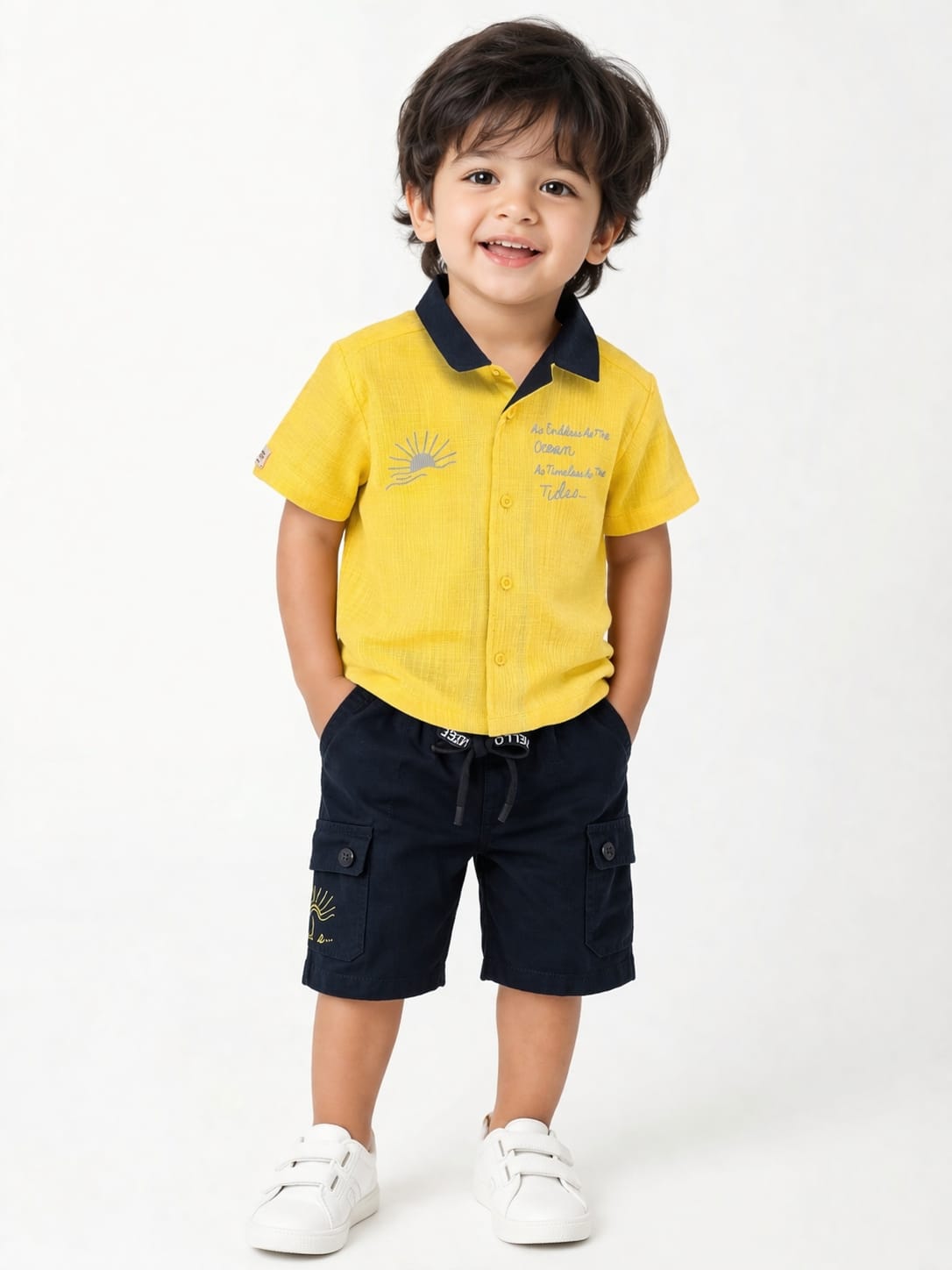 Sun-Kissed Nautical Set | Linen-Blend Shirt & Cargo Shorts