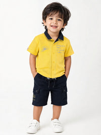 Sun-Kissed Nautical Set | Linen-Blend Shirt & Cargo Shorts