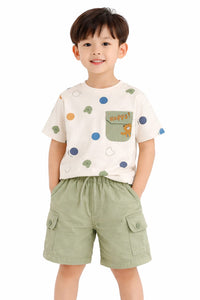 The Playful Polka & Cargo Set – Sage Green & Cream