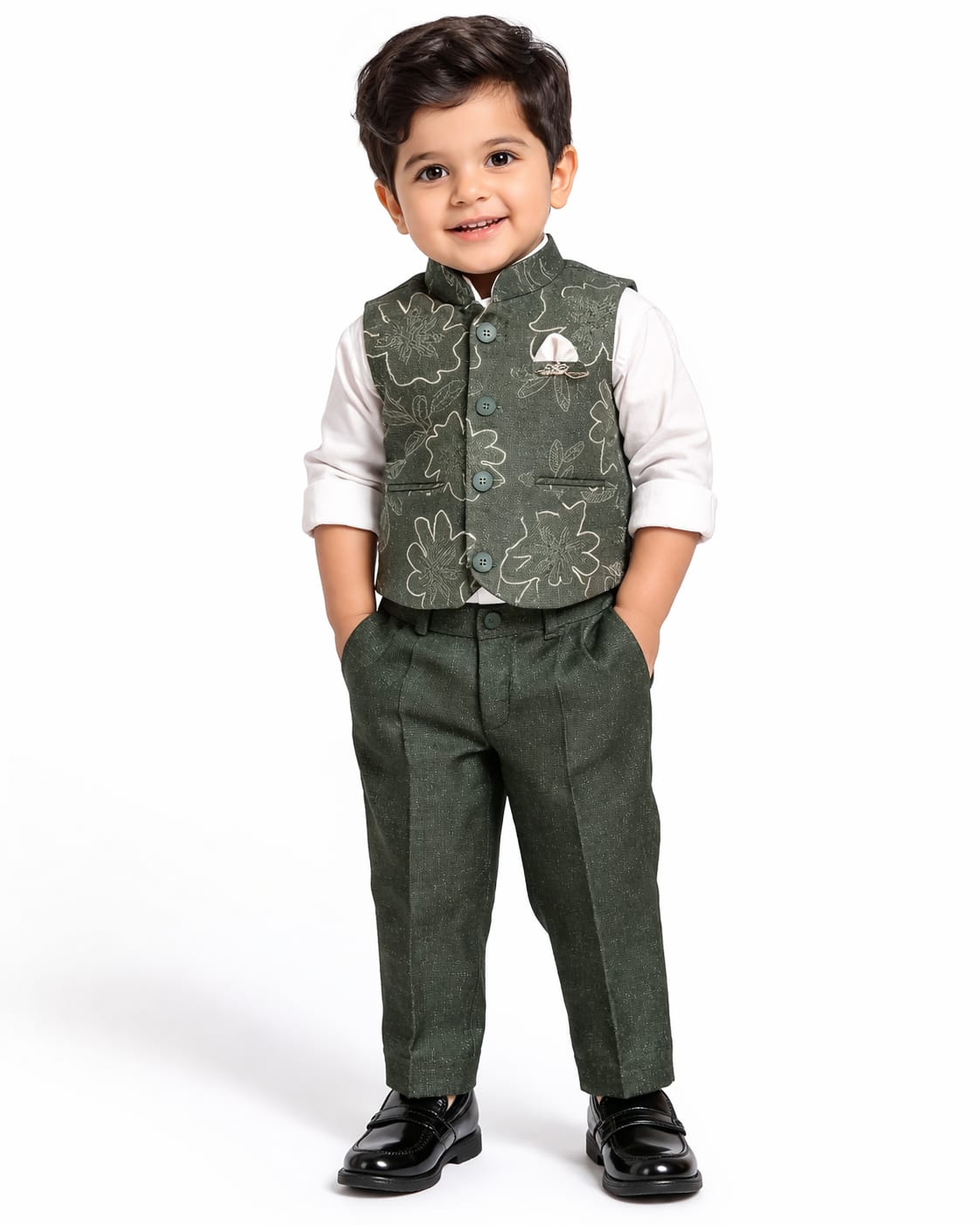Sage Green Nehru Jacket & Trouser Waist coat set