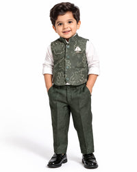 Sage Green Nehru Jacket & Trouser Waist coat set