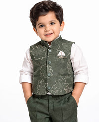 Sage Green Nehru Jacket & Trouser Waist coat set
