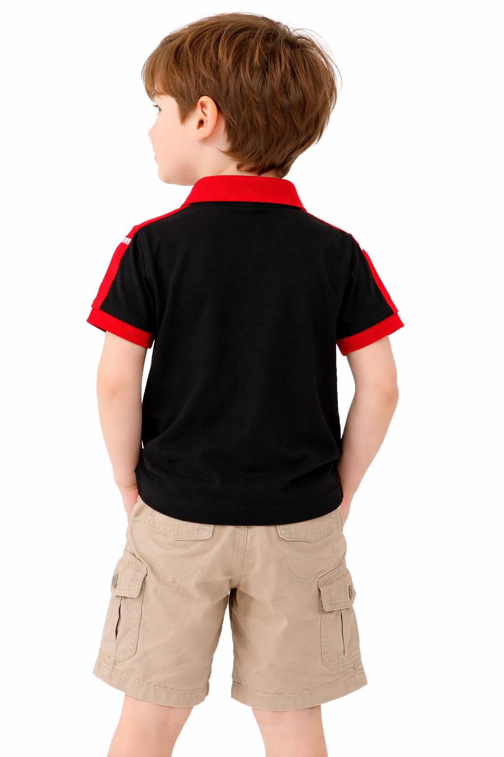 Boys Premium Black with Red Collar Neck T-shirt