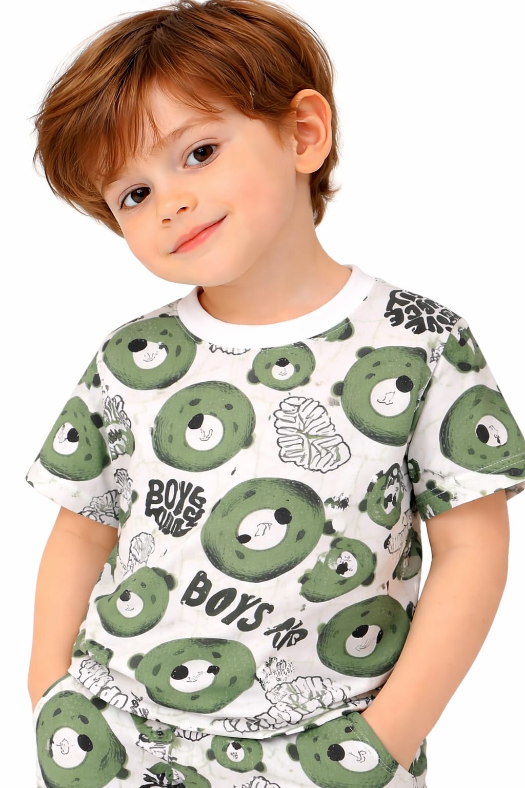 Boys' Green Teddy Shorts Set