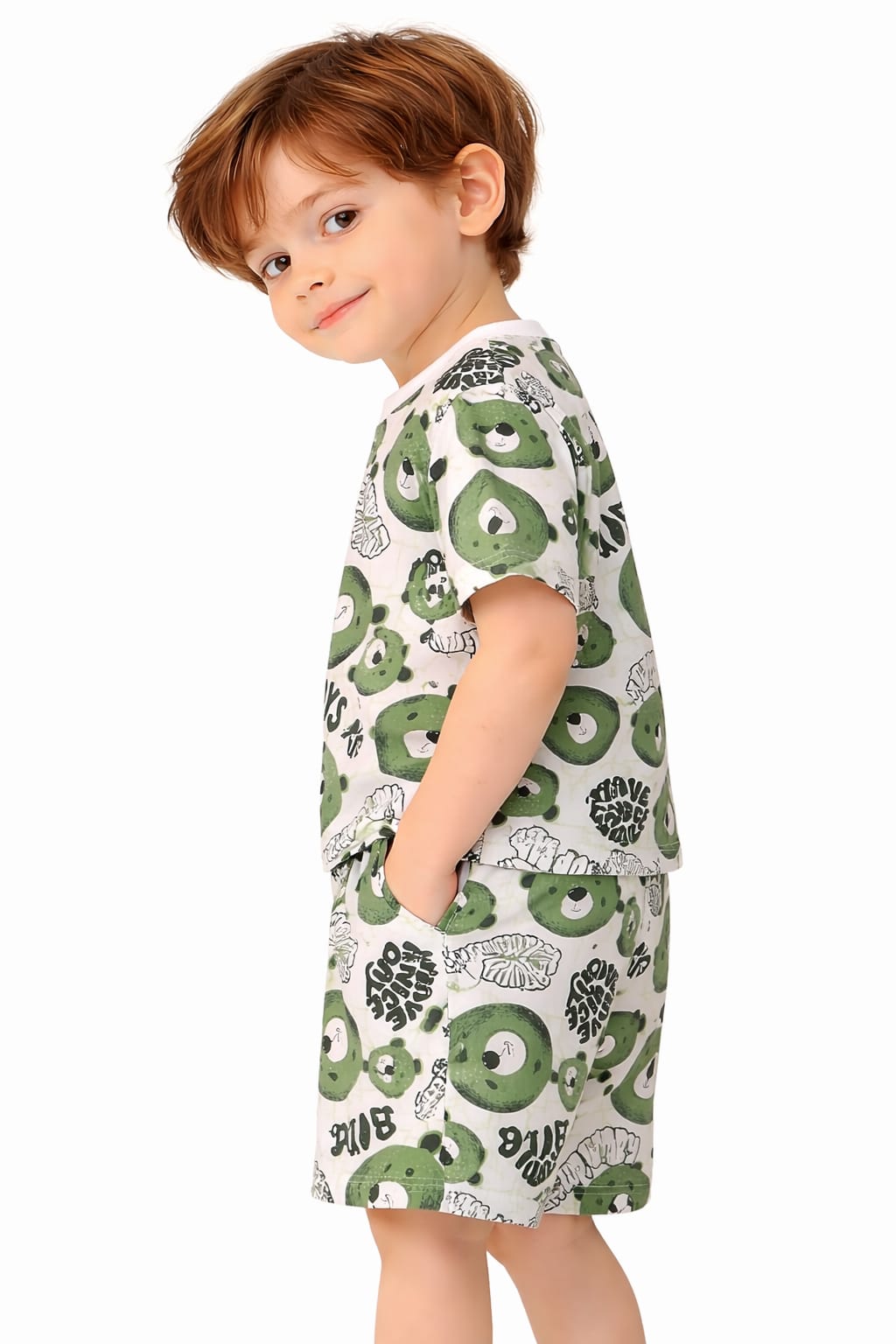 Boys' Green Teddy Shorts Set