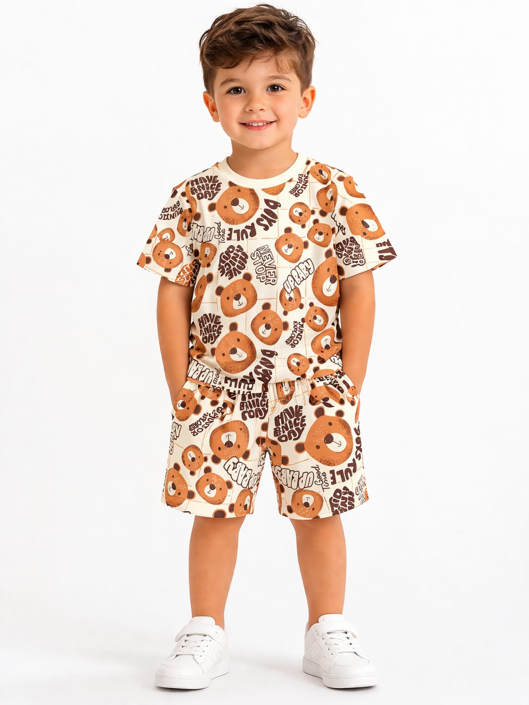 Boys' Rust Teddy Shorts Set