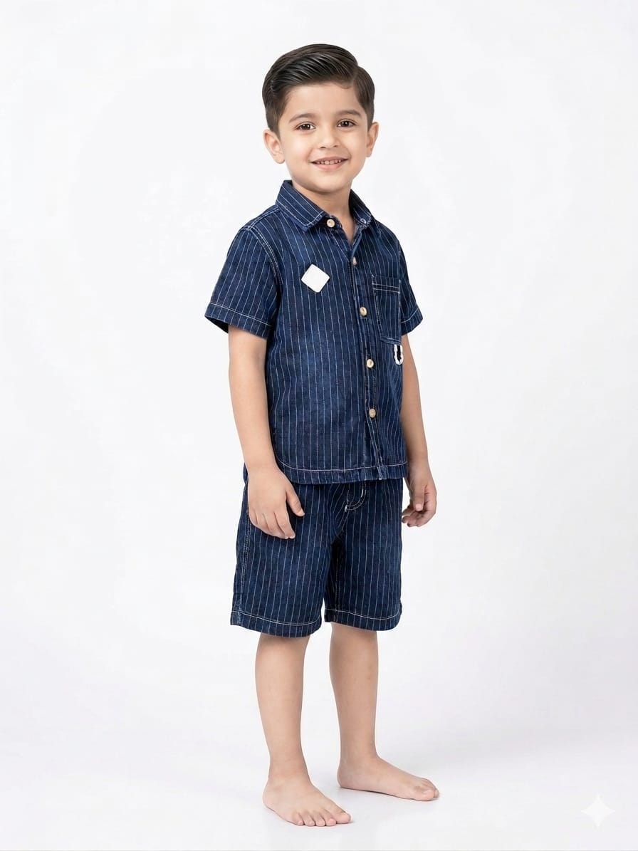 Boys' Denim Pinstripe Co-ord Set