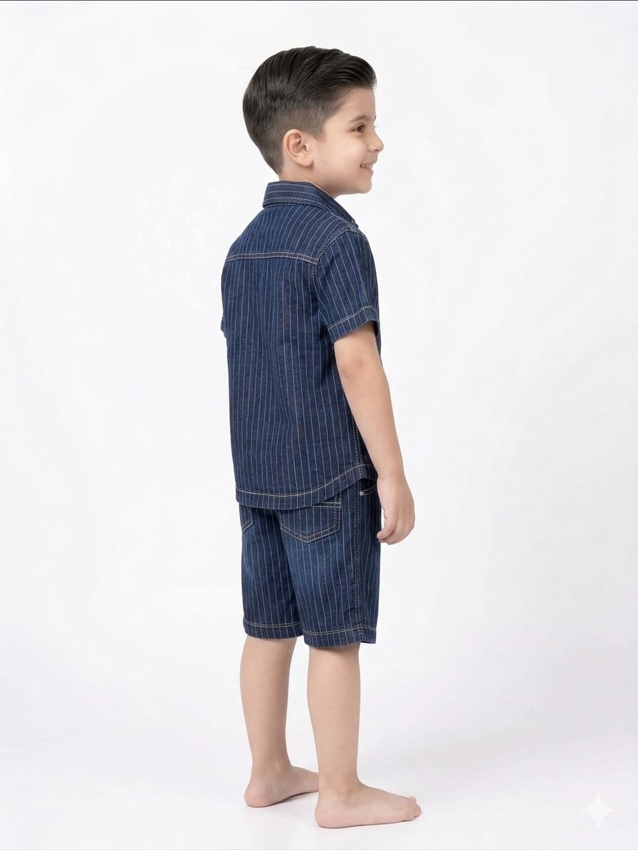 Boys' Denim Pinstripe Co-ord Set