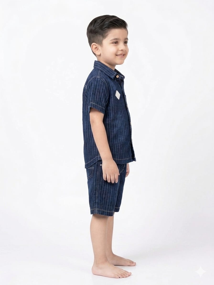 Boys' Denim Pinstripe Co-ord Set