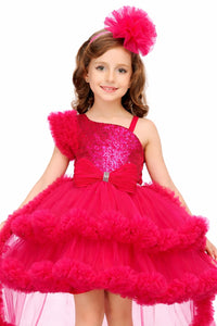 Rani Partywear Frill Frock with Detachable Trail