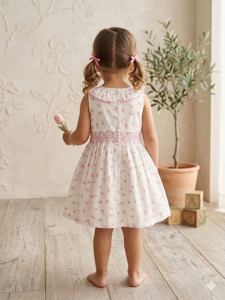 Vintage Tulip Hand-Smocked Frock