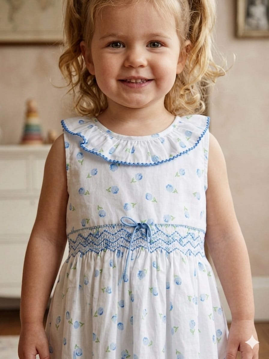 Blue Floral Motif Dress