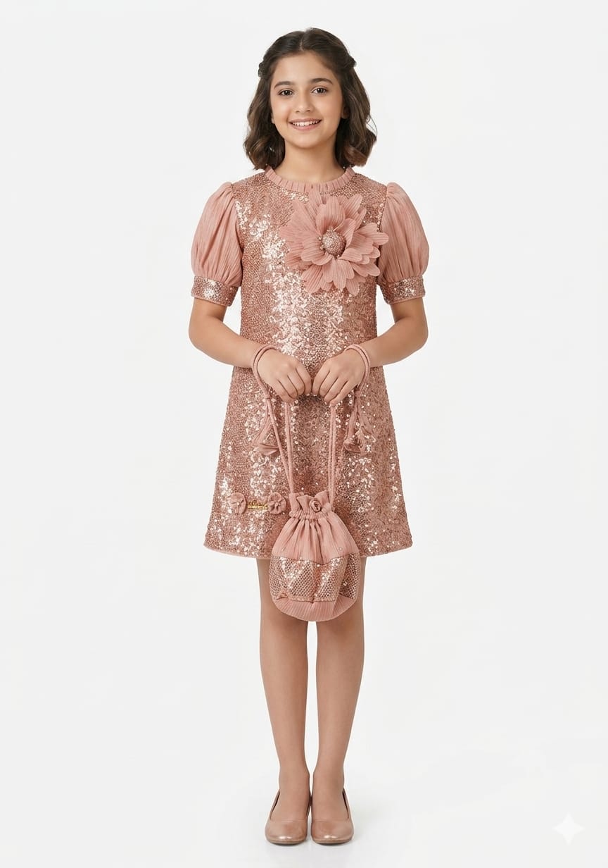 Rose Gold Sequin Party Dress