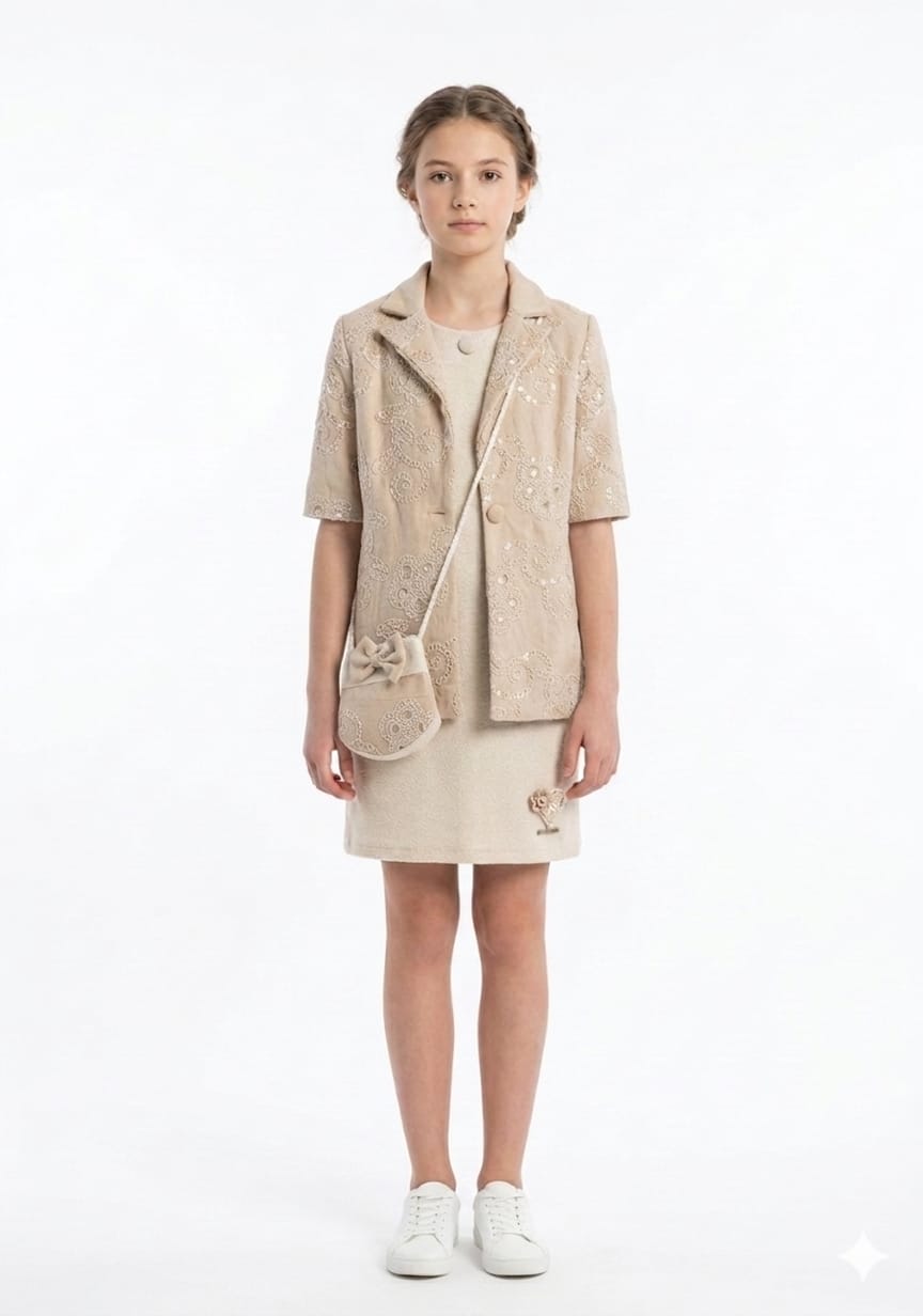 Beige Party Dress Two-Piece set