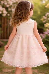Girls Creamy Lace Detailed Frock