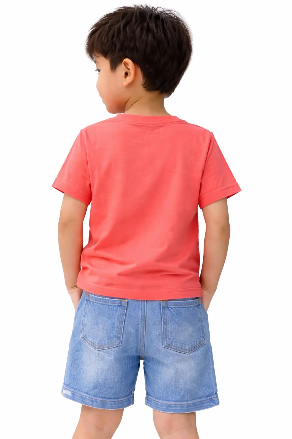 3D shark theme coral-pink T-shirt