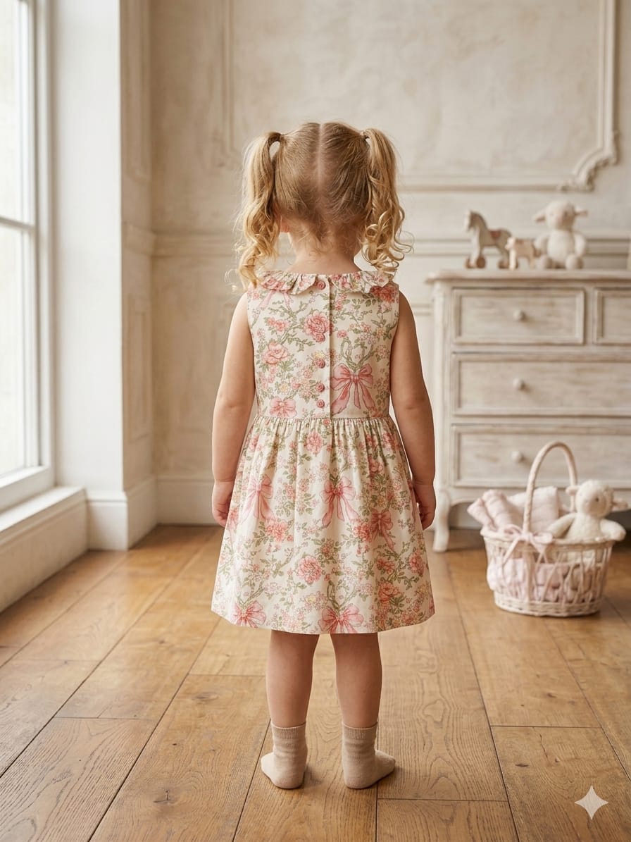 Rose & Ribbon Heritage Frock: Sleeveless Floral Dress