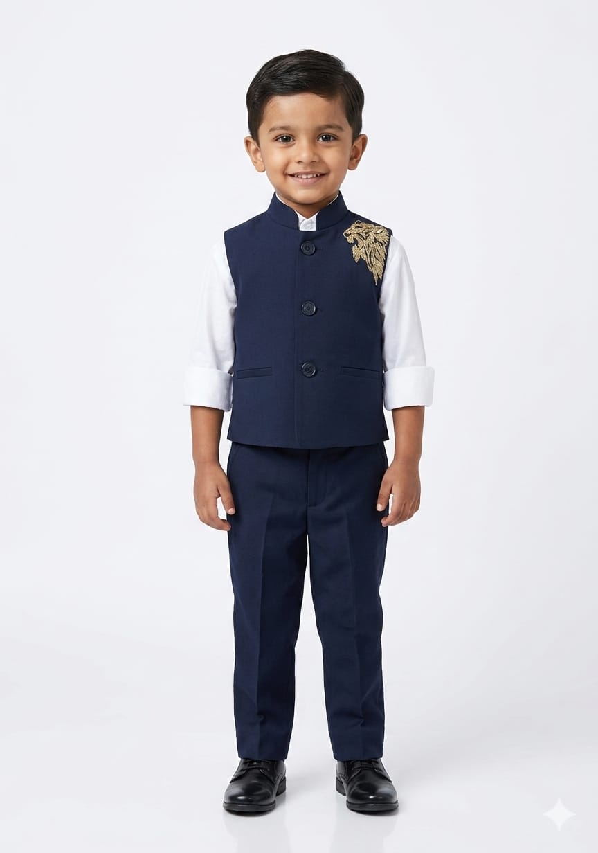Royal Navy Lion Motif Nehru Jacket & Trouser Set