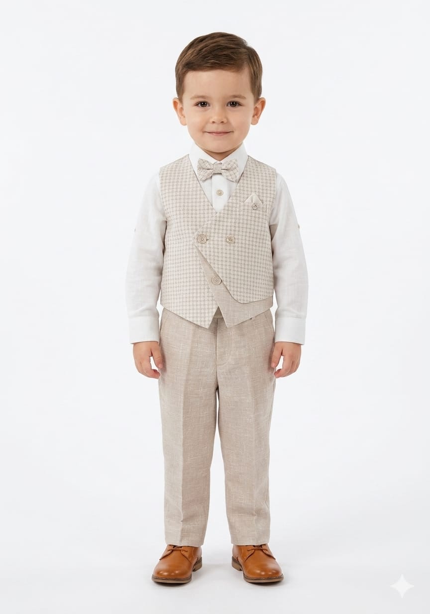 The Oatmeal Check Asymmetric Waistcoat Set